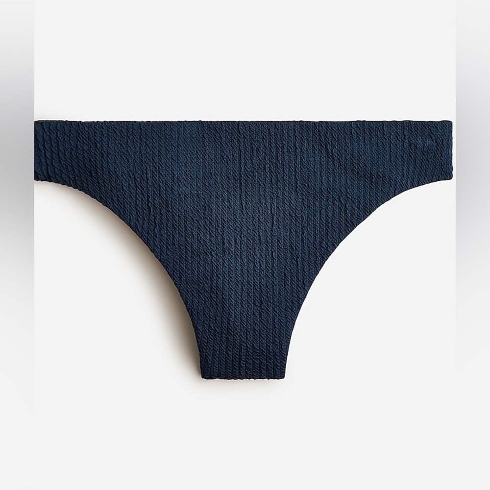 J. Crew Textured Hi Rise Cheeky Bikini Bottom Deep Midnight Jacquard S (4-6) NWT